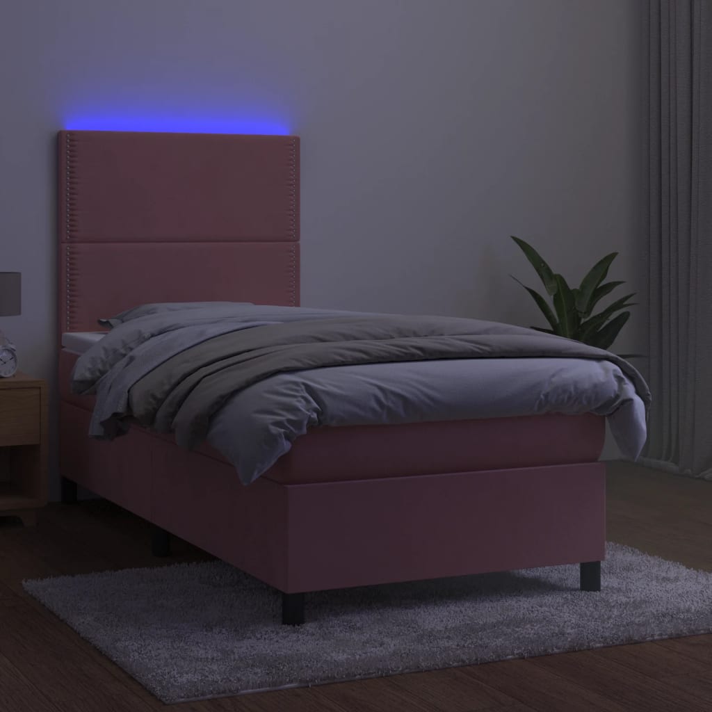 Sommier à lattes de lit avec matelas LED Rose 80x200 cm Velours - XIOS
