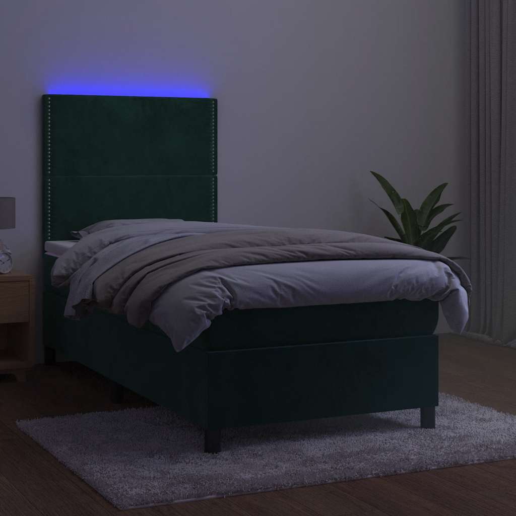 Sommier à lattes de lit matelas et LED Vert foncé 100x200 cm - XIOS