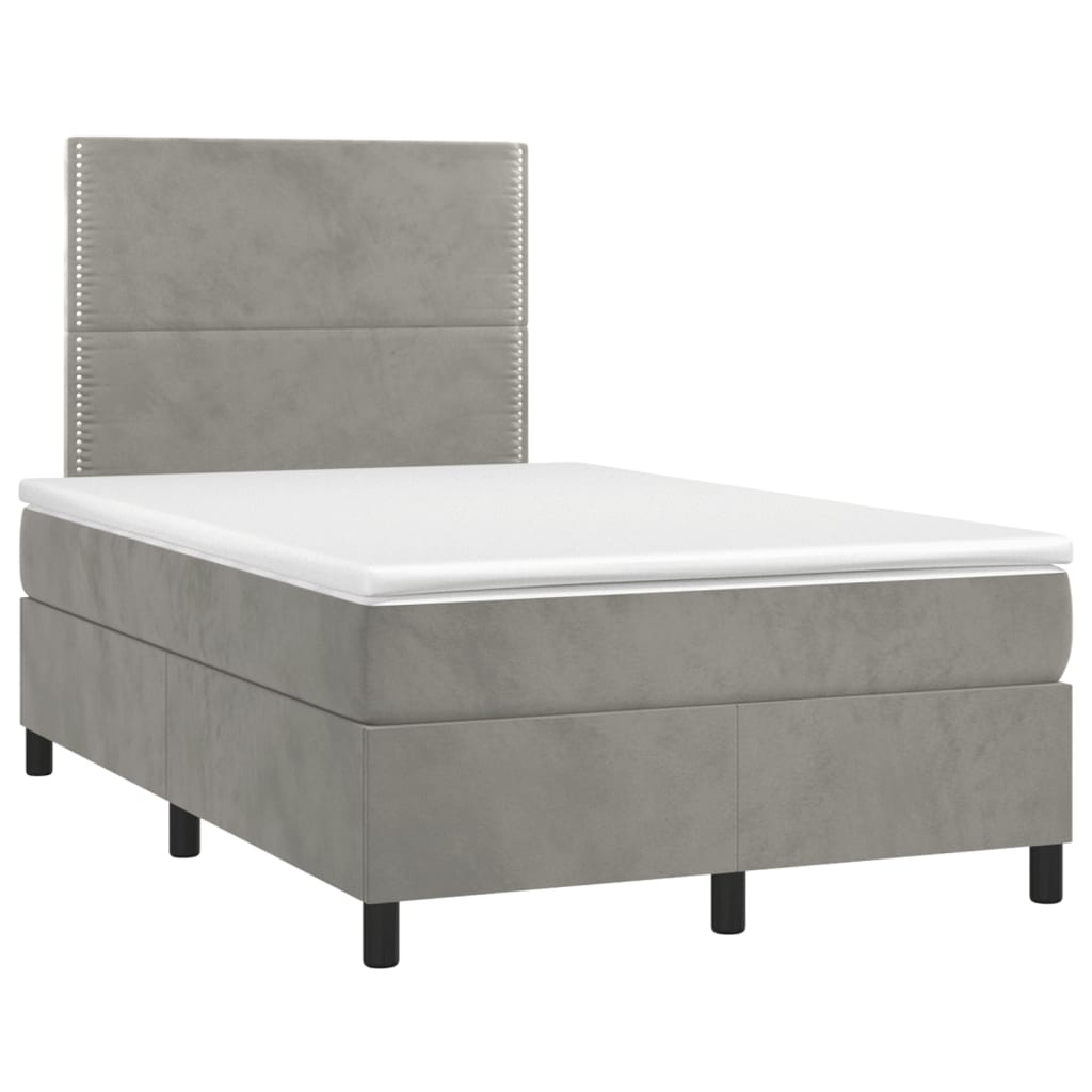 Sommier à lattes de lit matelas et LED Gris clair 120x200 cm - XIOS