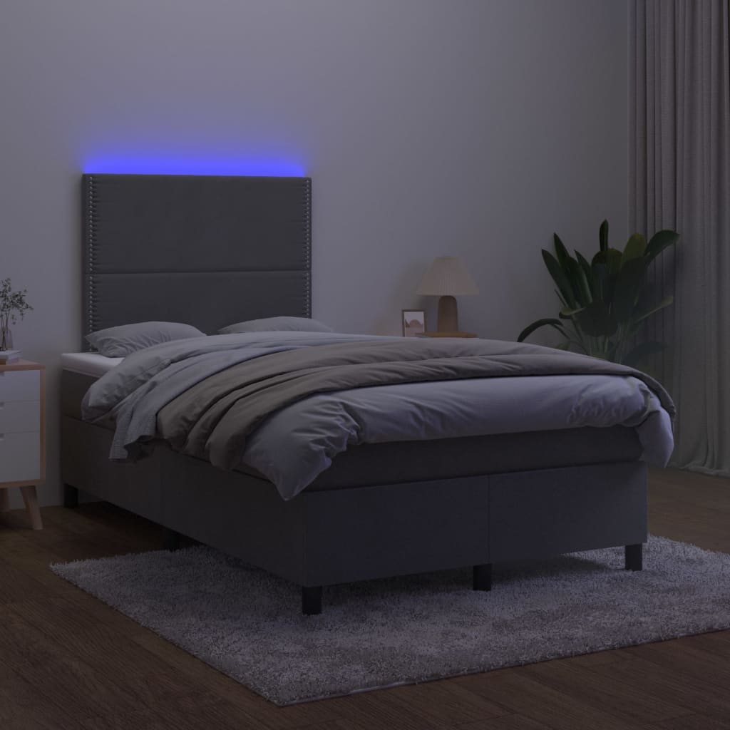 Sommier à lattes de lit matelas et LED Gris foncé 120x200 cm - XIOS