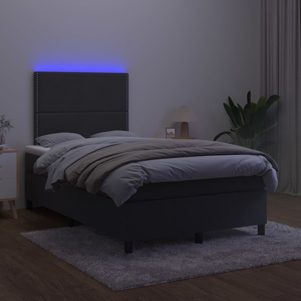 Sommier à lattes de lit matelas et LED Noir 120x200 cm Velours - XIOS