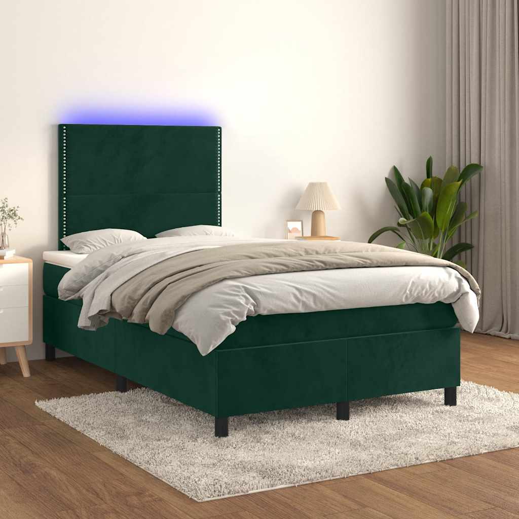 Sommier à lattes de lit matelas et LED Vert foncé 120x200 cm - XIOS