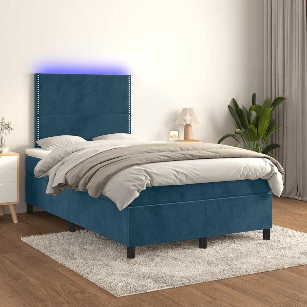 Sommier à lattes de lit matelas et LED Bleu foncé 120x200 cm - XIOS