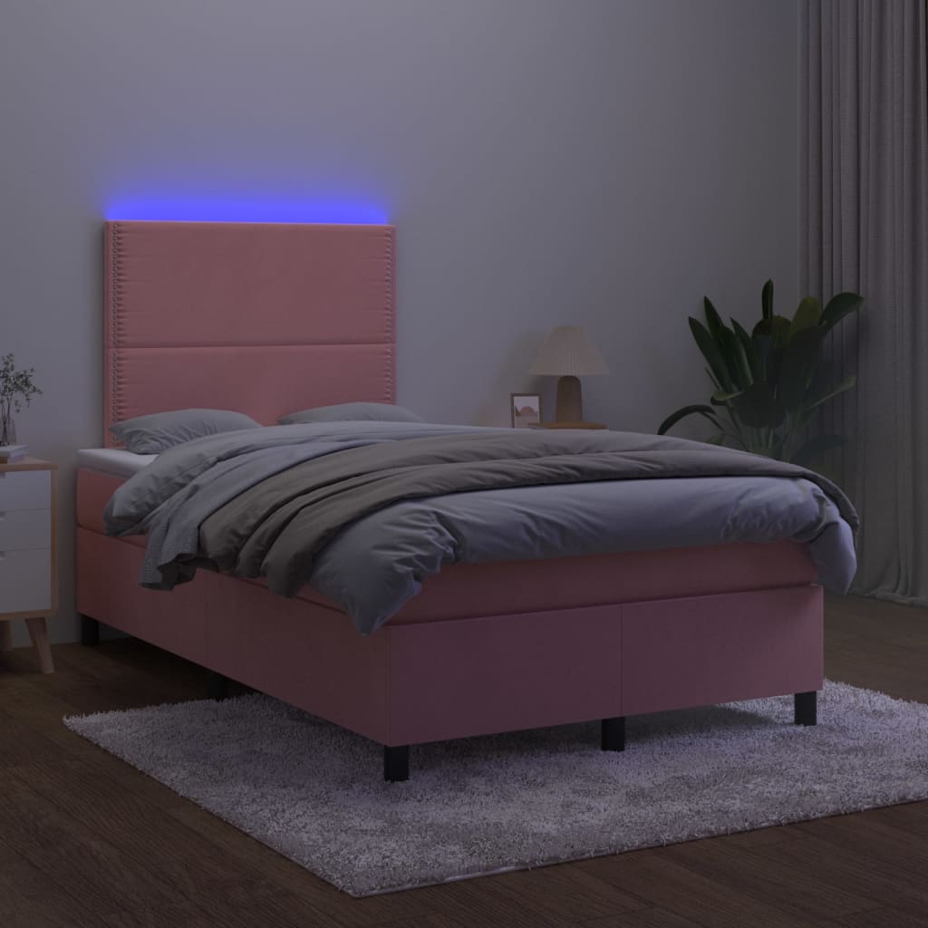 Sommier à lattes de lit avec matelas LED Rose 120x200cm Velours - XIOS