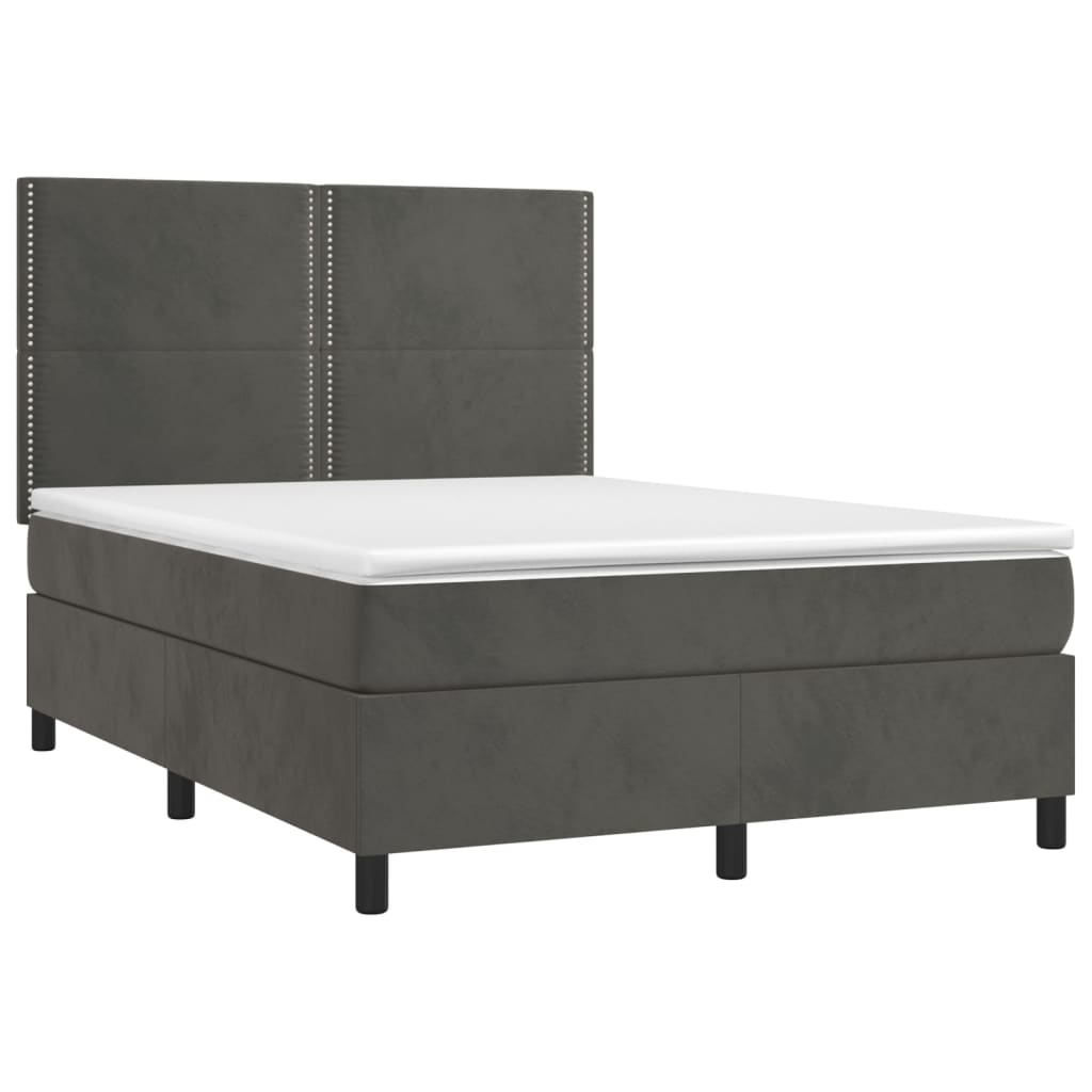 Sommier à lattes de lit matelas et LED Gris foncé 140x200 cm - XIOS