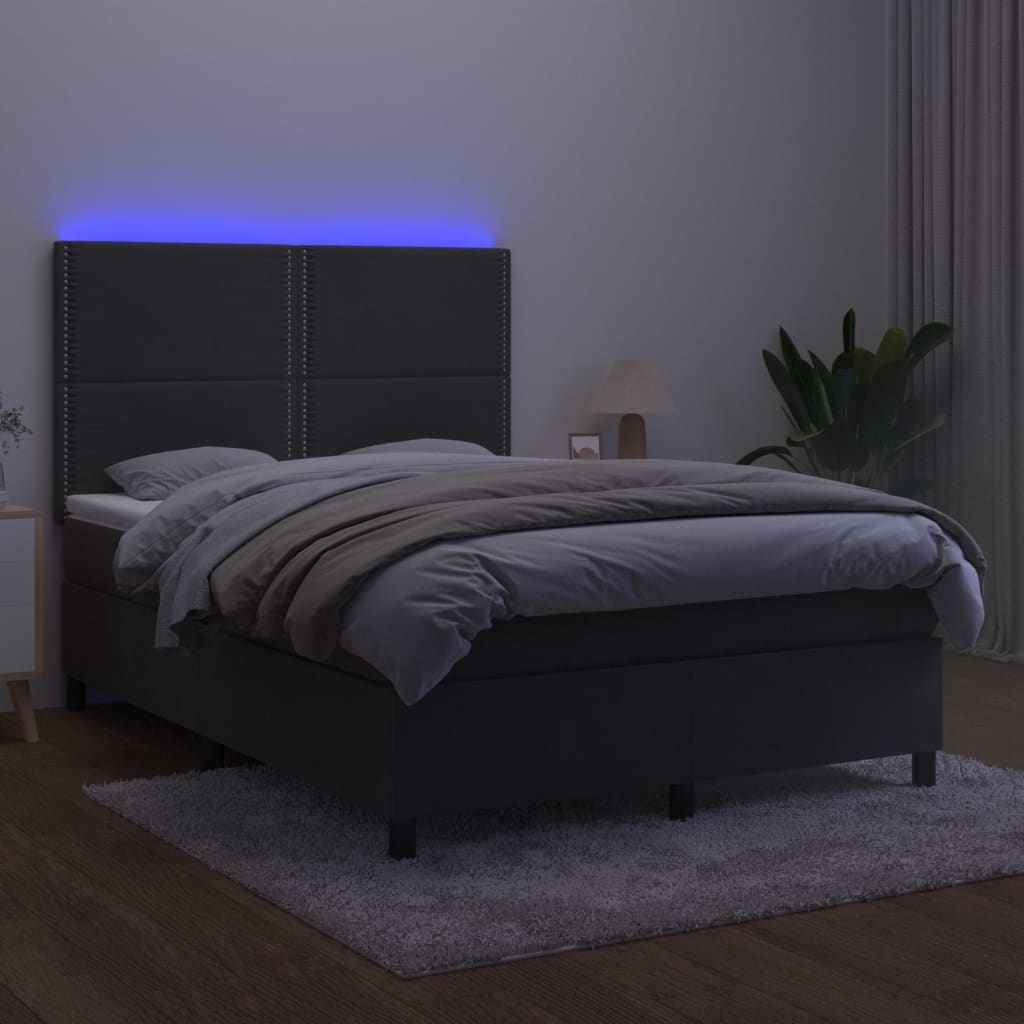 Sommier à lattes de lit matelas et LED Gris foncé 140x200 cm - XIOS