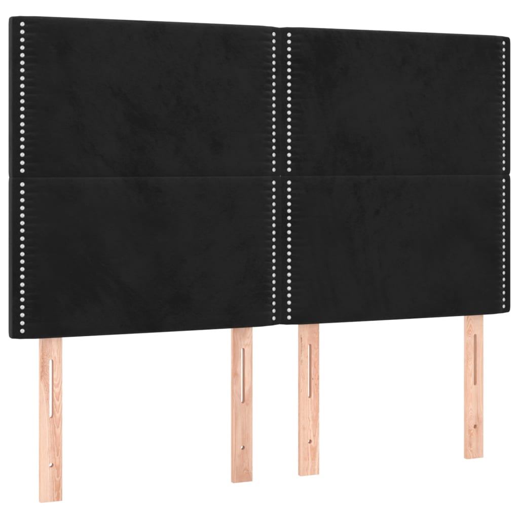 Sommier à lattes de lit matelas et LED Noir 140x200 cm Velours - XIOS