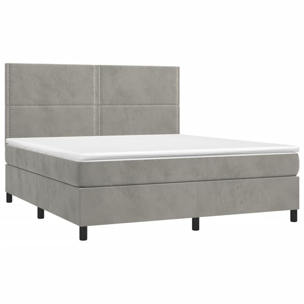 Sommier à lattes de lit matelas et LED Gris clair 160x200 cm - XIOS