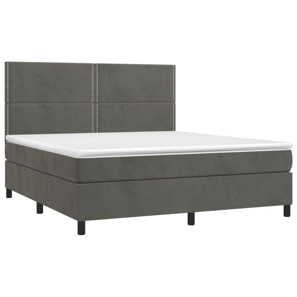 Sommier à lattes de lit matelas et LED Gris foncé 160x200 cm - XIOS