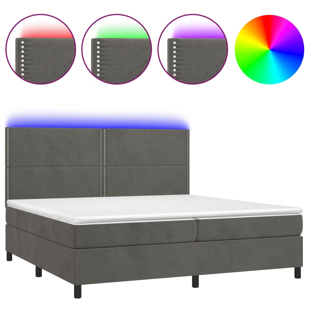 Sommier à lattes de lit matelas et LED Gris foncé 200x200 cm - XIOS