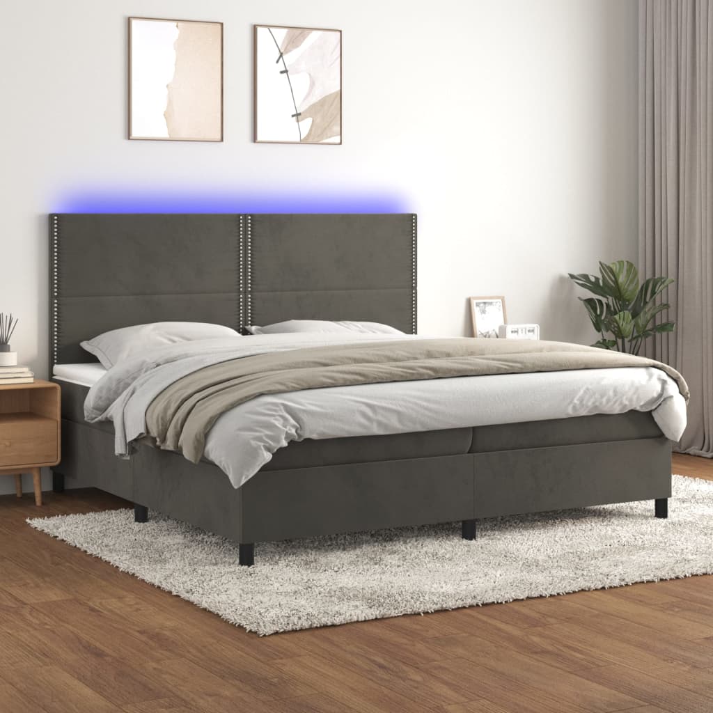 Sommier à lattes de lit matelas et LED Gris foncé 200x200 cm - XIOS