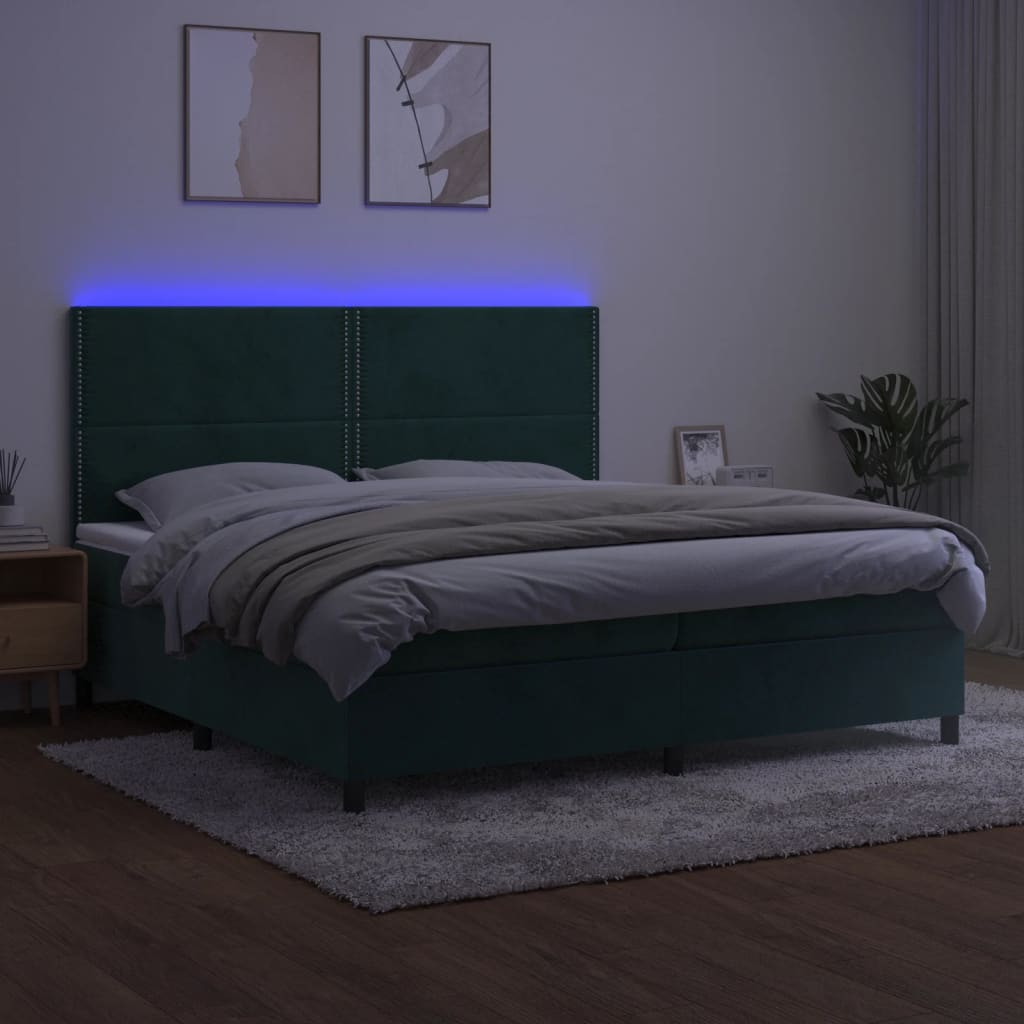 Sommier à lattes de lit matelas et LED Vert foncé 200x200 cm - XIOS