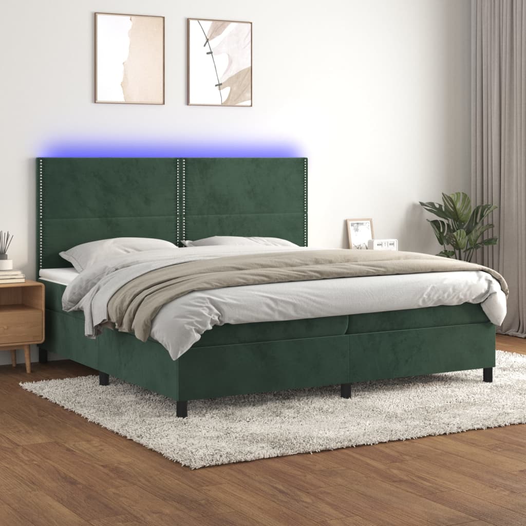 Sommier à lattes de lit matelas et LED Vert foncé 200x200 cm - XIOS