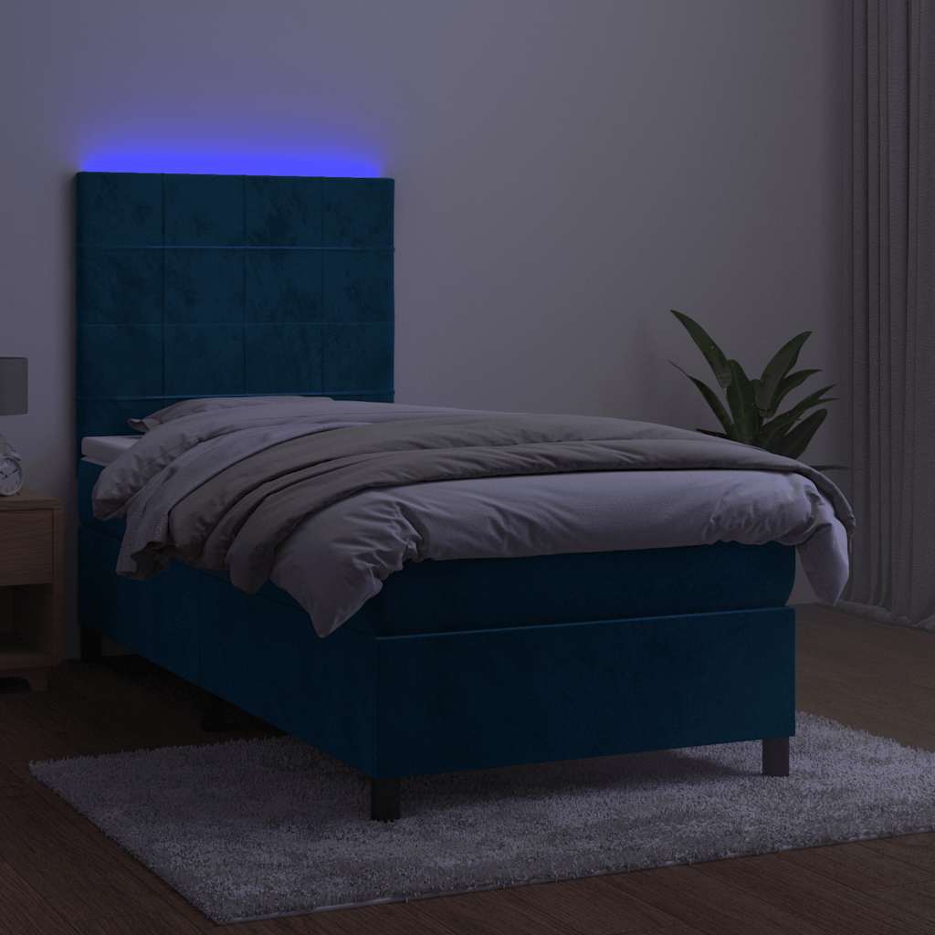 Sommier à lattes de lit et matelas et LED Bleu foncé 80x200 cm - XIOS