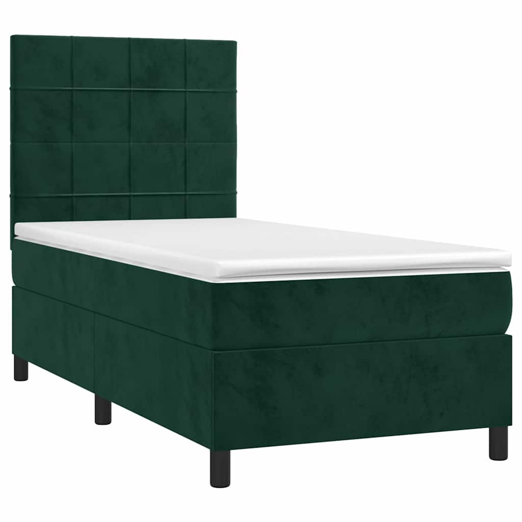 Sommier à lattes de lit et matelas et LED Vert foncé 90x190 cm - XIOS