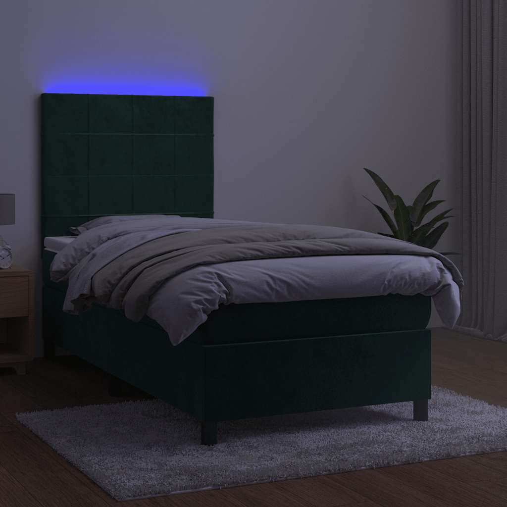 Sommier à lattes de lit et matelas et LED Vert foncé 90x200 cm - XIOS