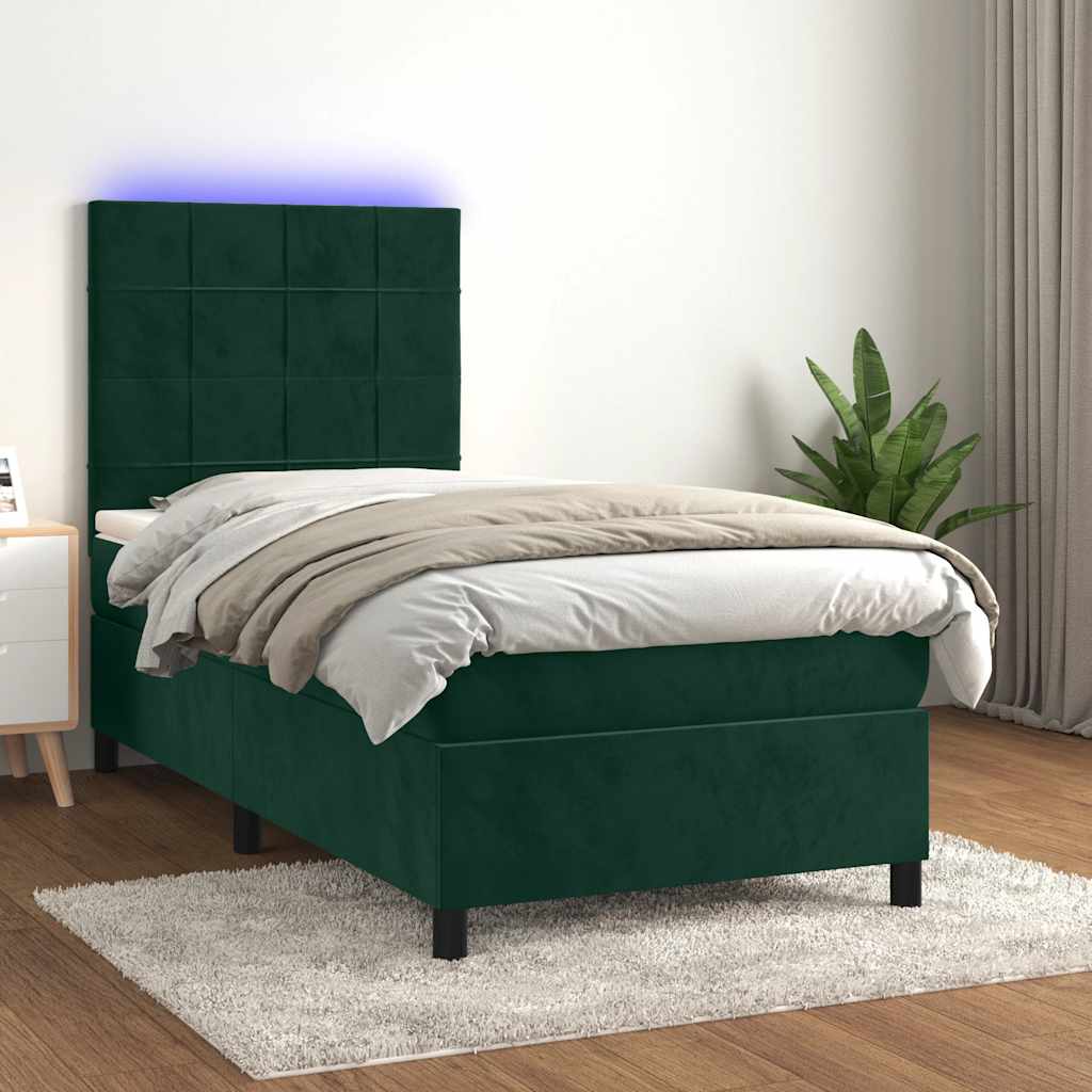 Sommier à lattes de lit matelas et LED Vert foncé 100x200 cm - XIOS