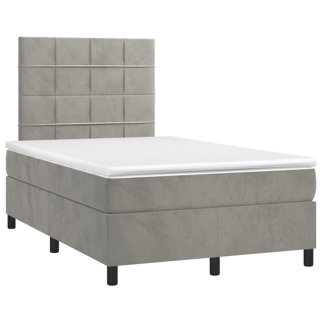 Sommier à lattes de lit matelas et LED Gris clair 120x200 cm - XIOS