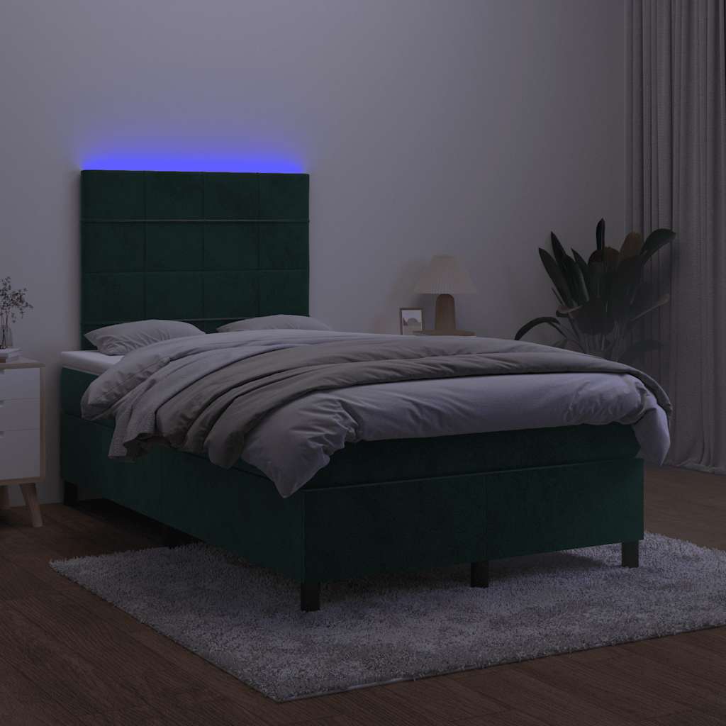 Sommier à lattes de lit matelas et LED Vert foncé 120x200 cm - XIOS