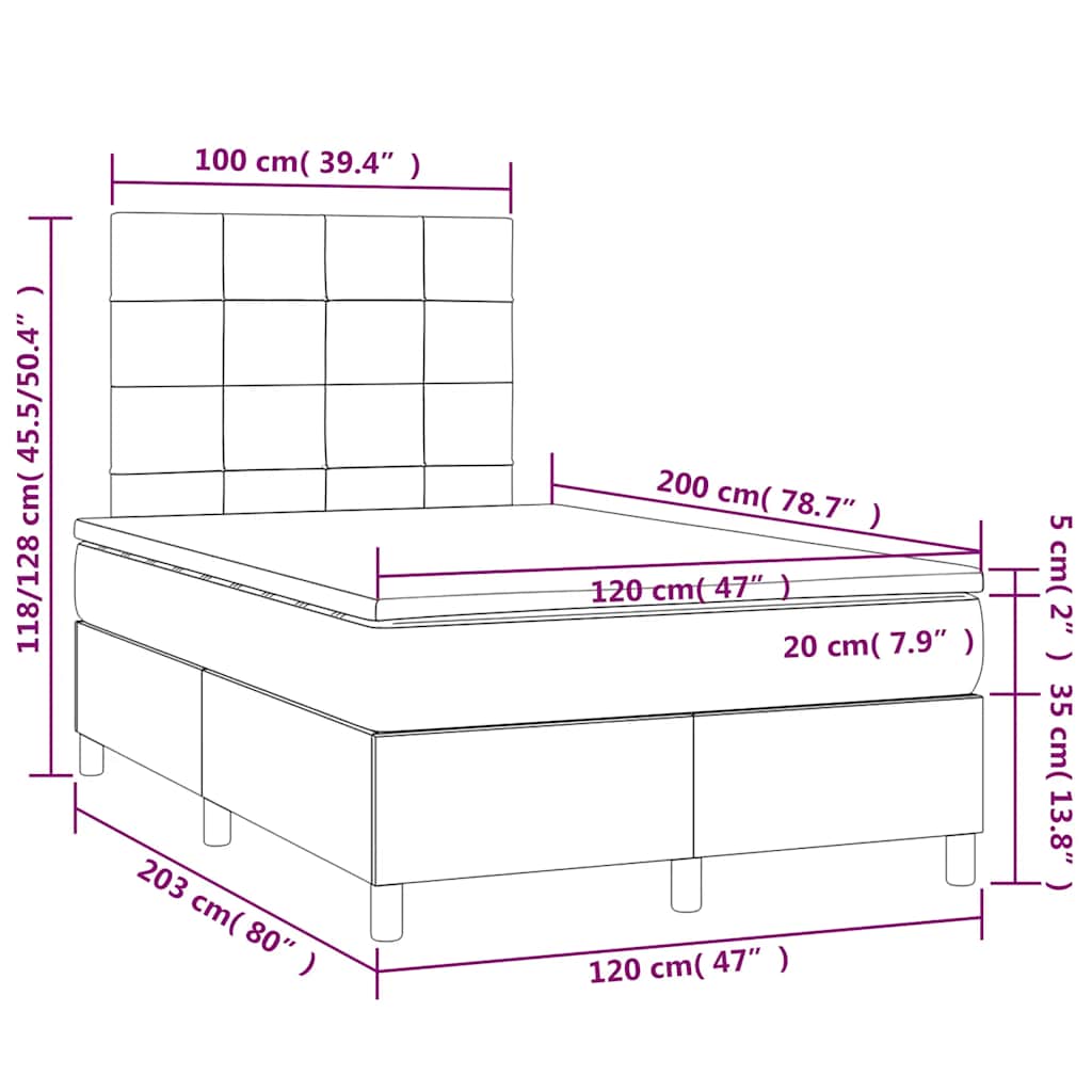 Sommier à lattes de lit matelas et LED Vert foncé 120x200 cm - XIOS