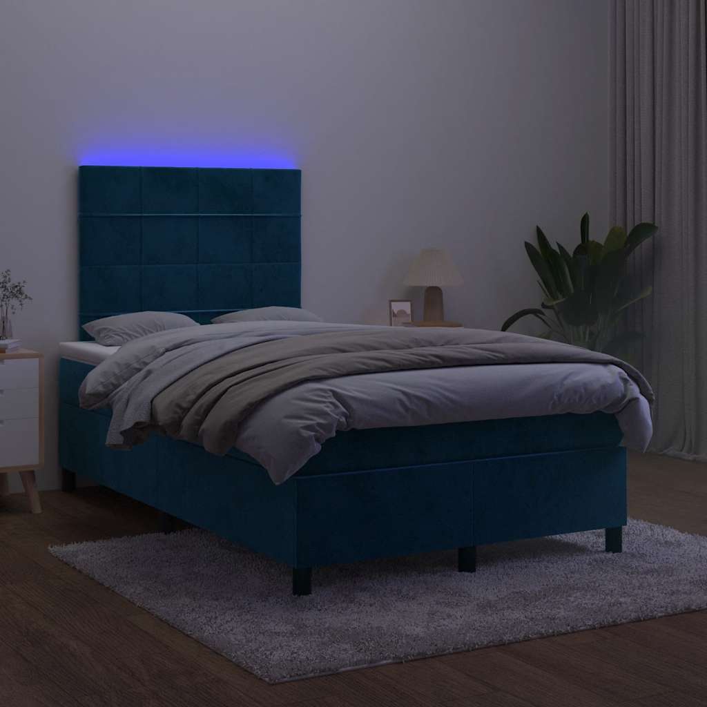 Sommier à lattes de lit matelas et LED Bleu foncé 120x200 cm - XIOS