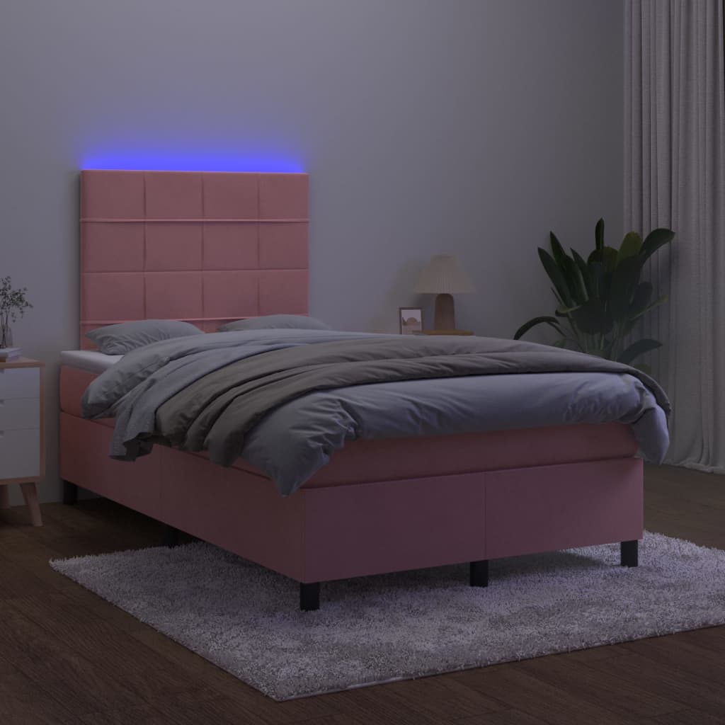 Sommier à lattes de lit avec matelas LED Rose 120x200cm Velours - XIOS