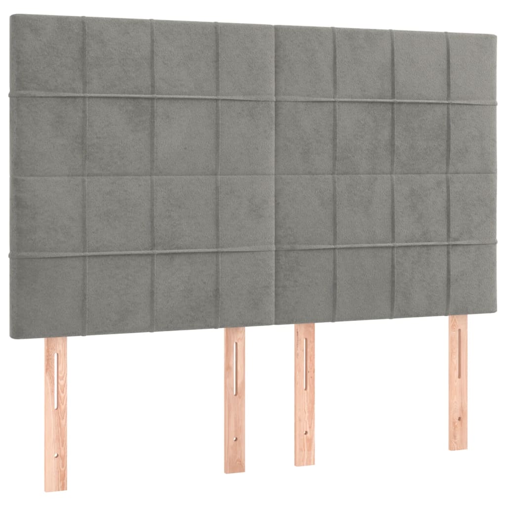 Sommier à lattes de lit matelas et LED Gris clair 140x190 cm - XIOS