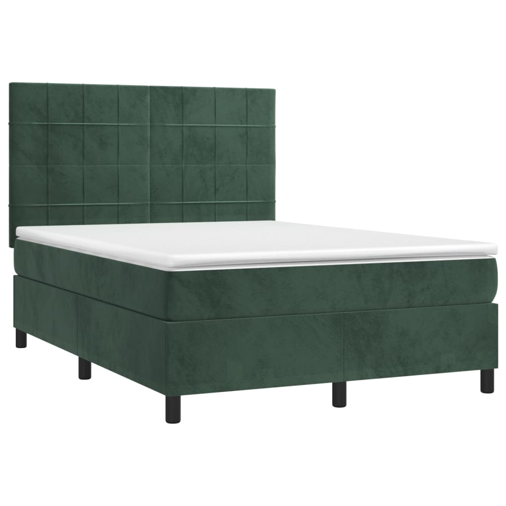 Sommier à lattes de lit matelas et LED Vert foncé 140x190 cm - XIOS