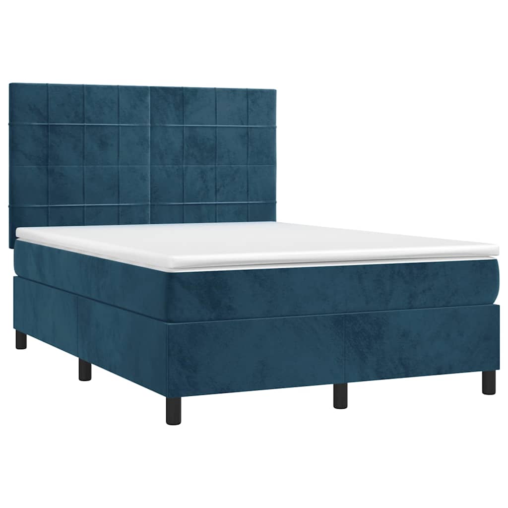 Sommier à lattes de lit matelas et LED Bleu foncé 140x190 cm - XIOS