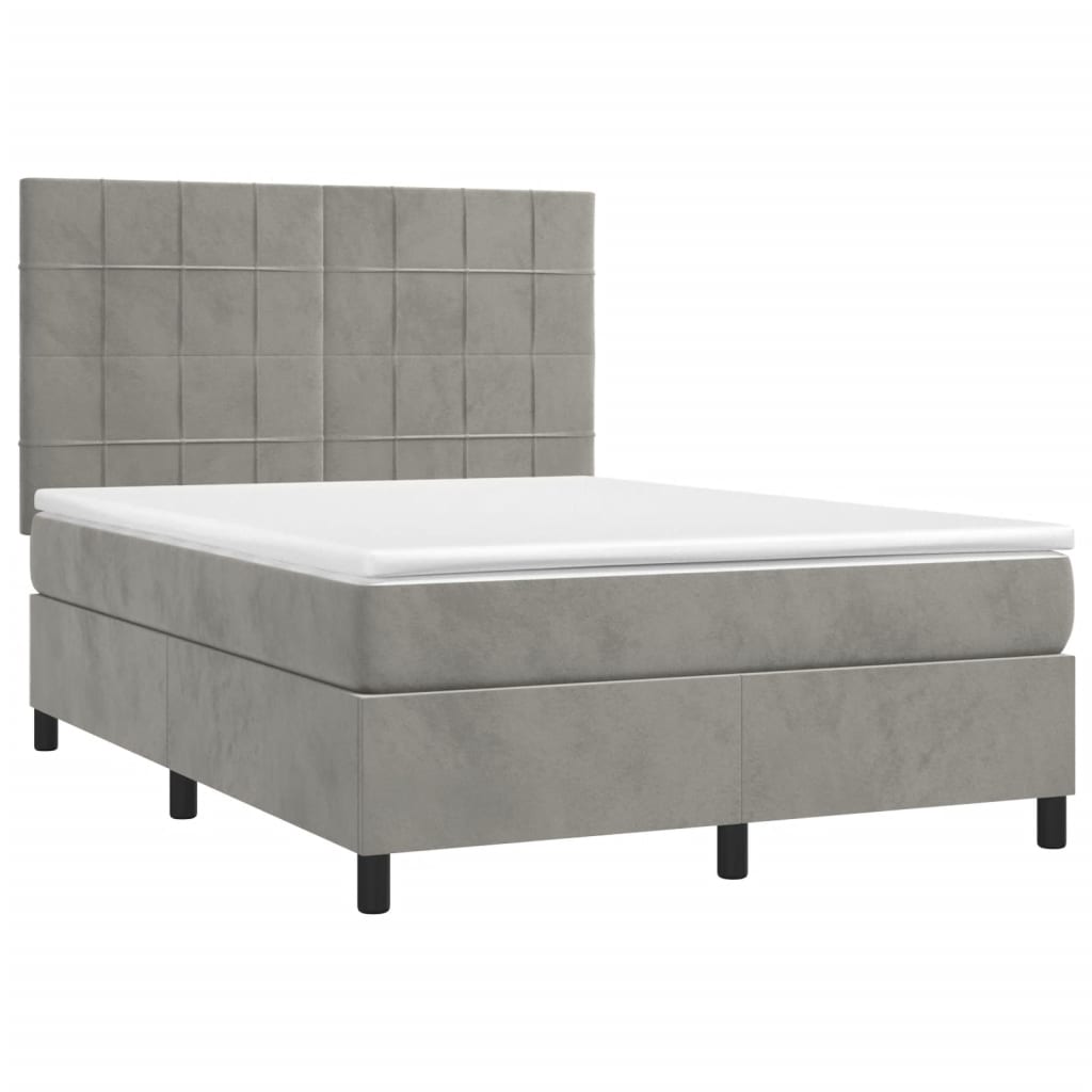 Sommier à lattes de lit matelas et LED Gris clair 140x200 cm - XIOS