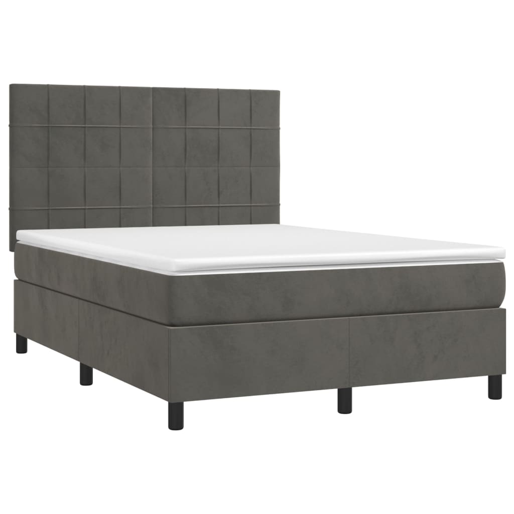 Sommier à lattes de lit matelas et LED Gris foncé 140x200 cm - XIOS