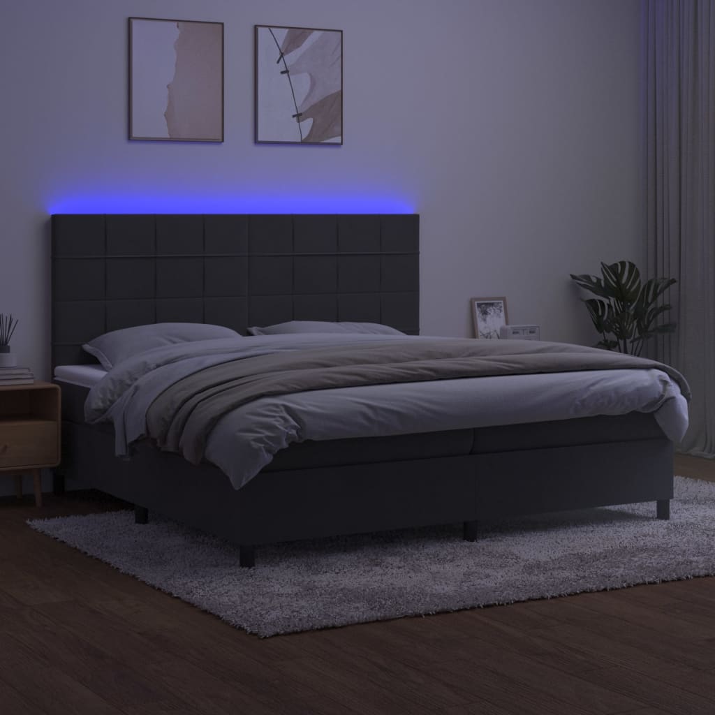 Sommier à lattes de lit matelas et LED Gris foncé 200x200 cm - XIOS