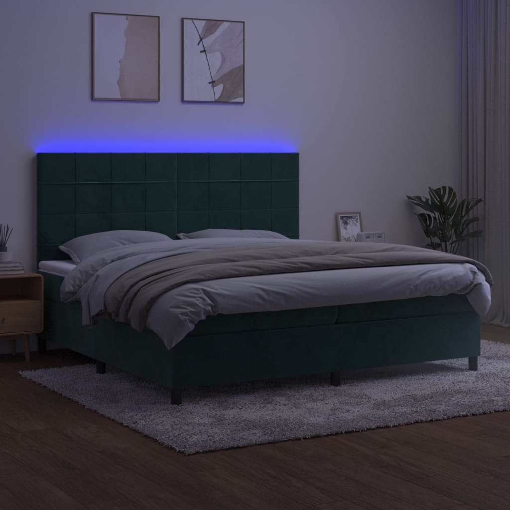 Sommier à lattes de lit matelas et LED Vert foncé 200x200 cm - XIOS