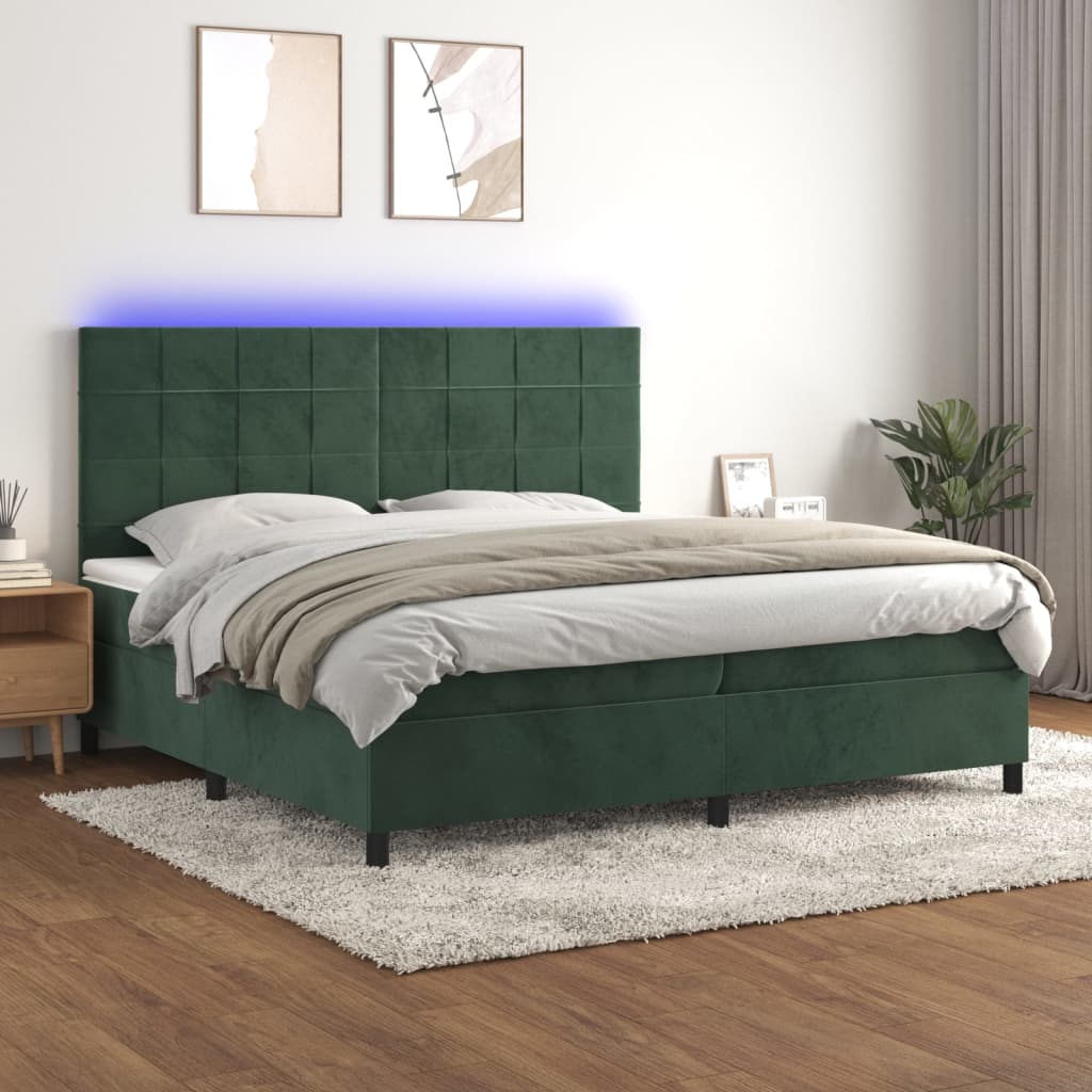 Sommier à lattes de lit matelas et LED Vert foncé 200x200 cm - XIOS