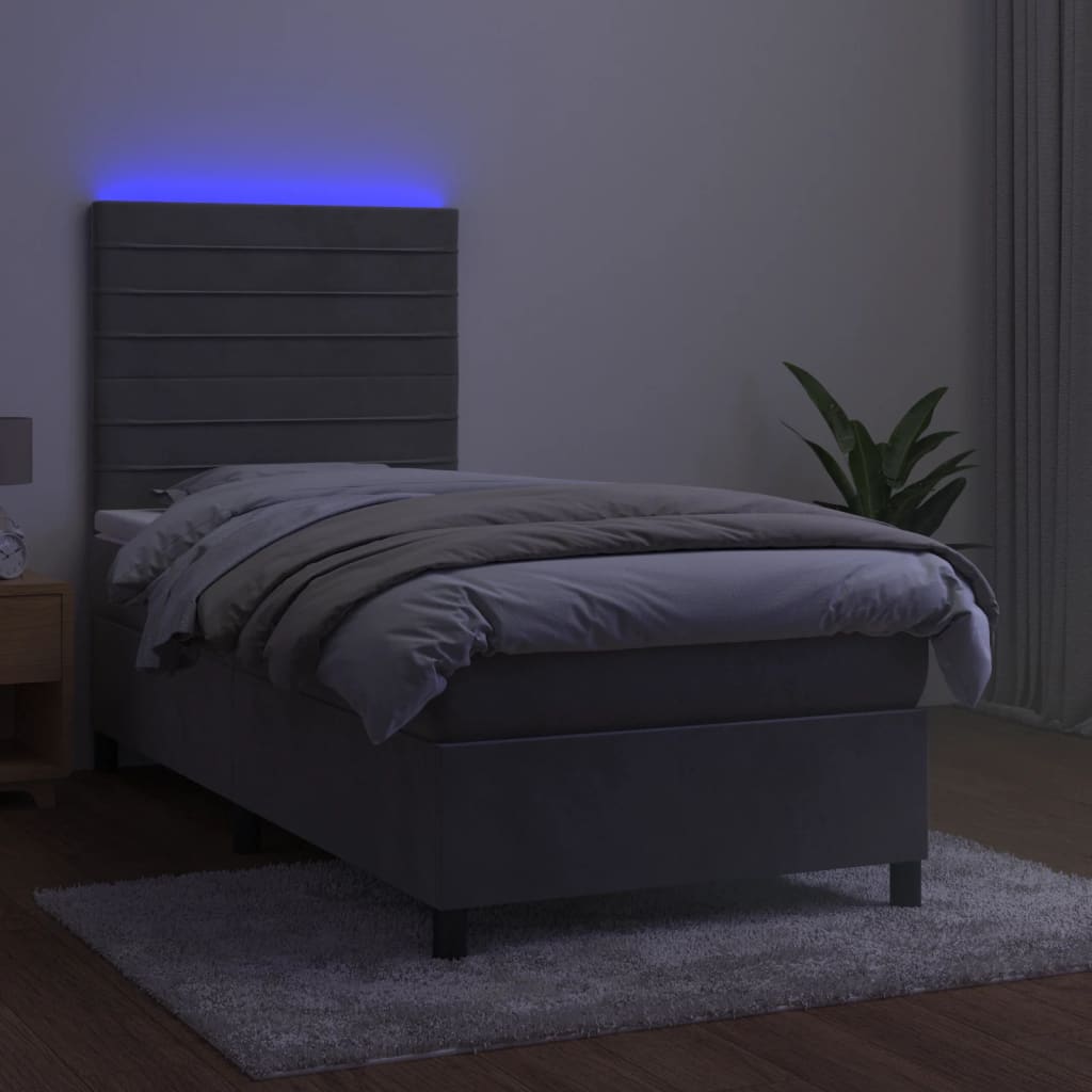 Sommier à lattes de lit matelas LED Gris clair 80x200cm Velours - XIOS