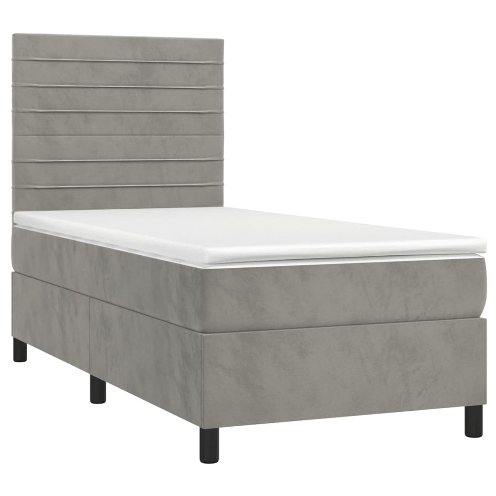 Sommier à lattes de lit matelas LED Gris clair 90x200cm Velours - XIOS