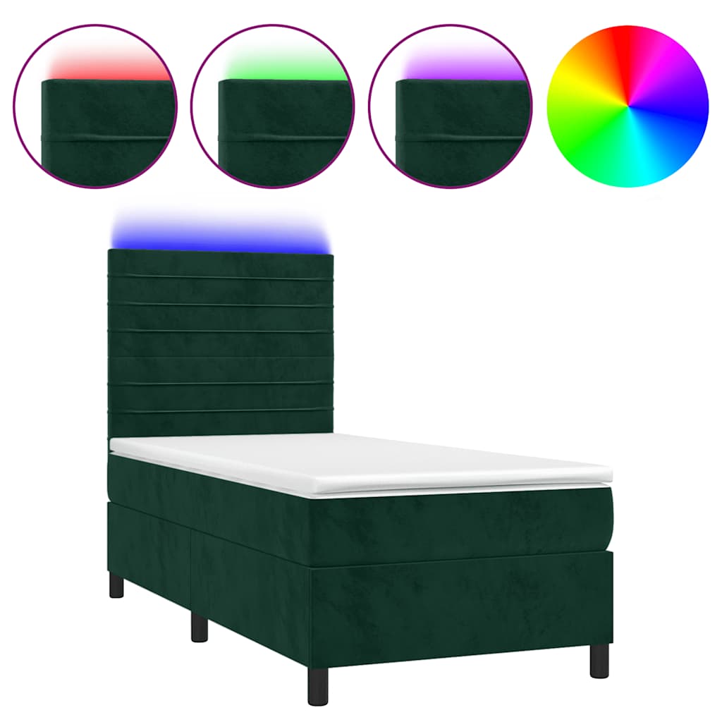 Sommier à lattes de lit matelas LED Vert foncé 90x200cm Velours - XIOS