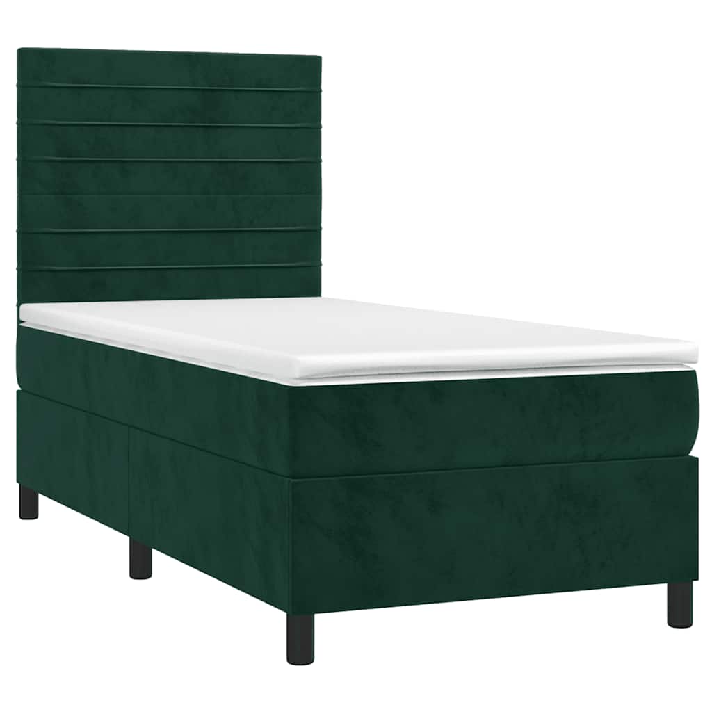 Sommier à lattes de lit avec matelas LED Vert foncé 100x200 cm - XIOS