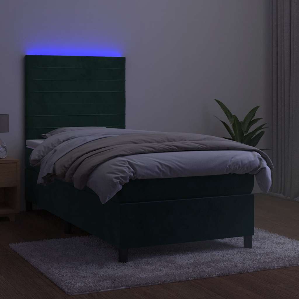 Sommier à lattes de lit avec matelas LED Vert foncé 100x200 cm - XIOS