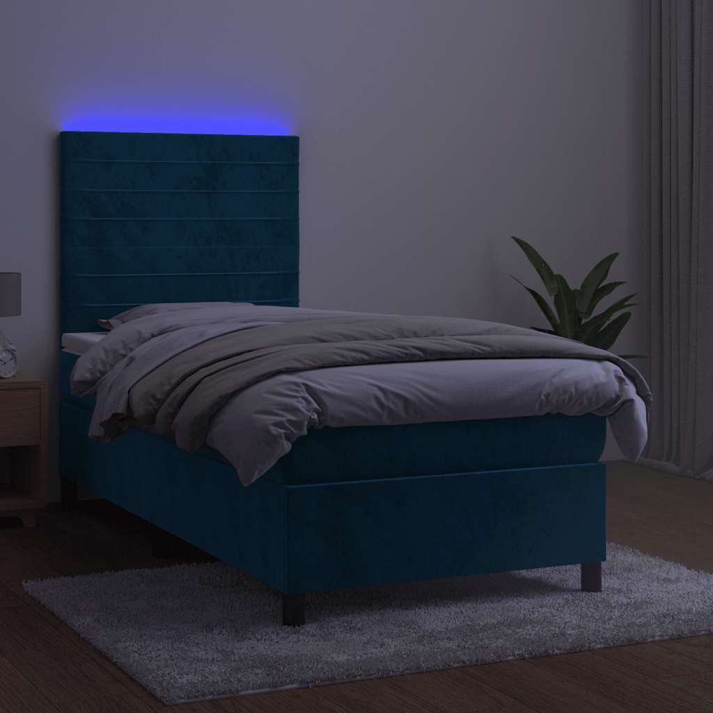 Sommier à lattes de lit avec matelas LED Bleu foncé 100x200 cm - XIOS