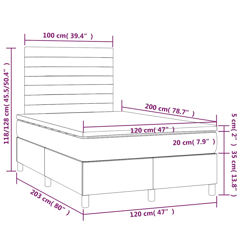 Sommier à lattes de lit avec matelas LED Vert foncé 120x200 cm - XIOS