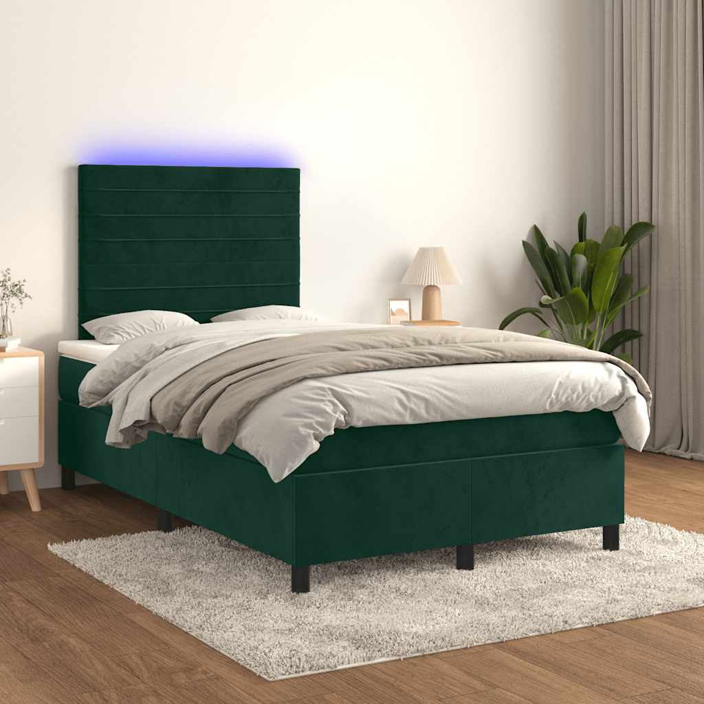 Sommier à lattes de lit avec matelas LED Vert foncé 120x200 cm - XIOS