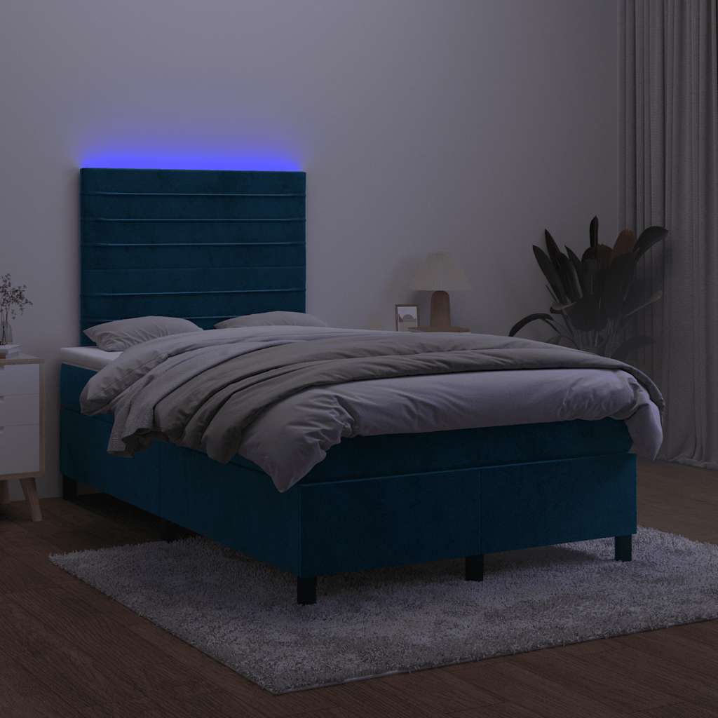 Sommier à lattes de lit avec matelas LED Bleu foncé 120x200 cm - XIOS