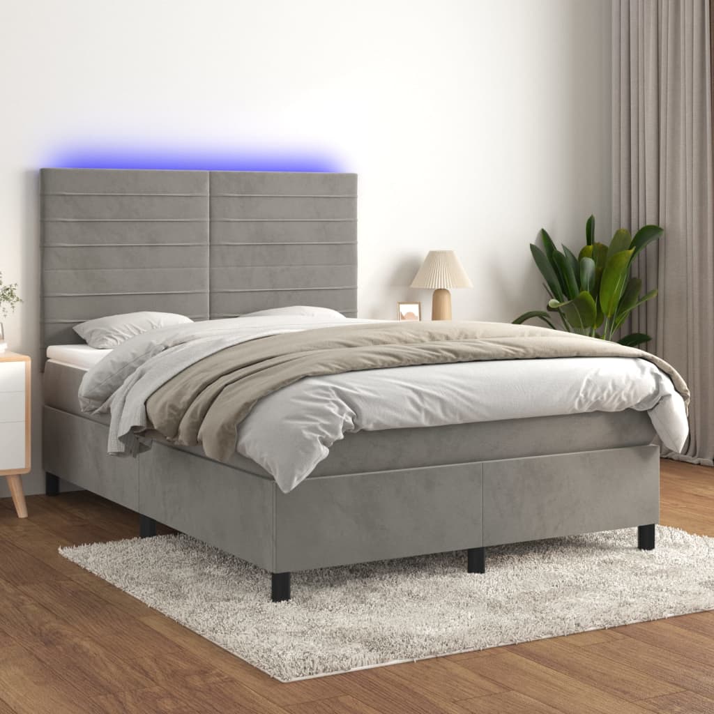 Sommier à lattes de lit avec matelas LED Gris clair 140x190 cm - XIOS