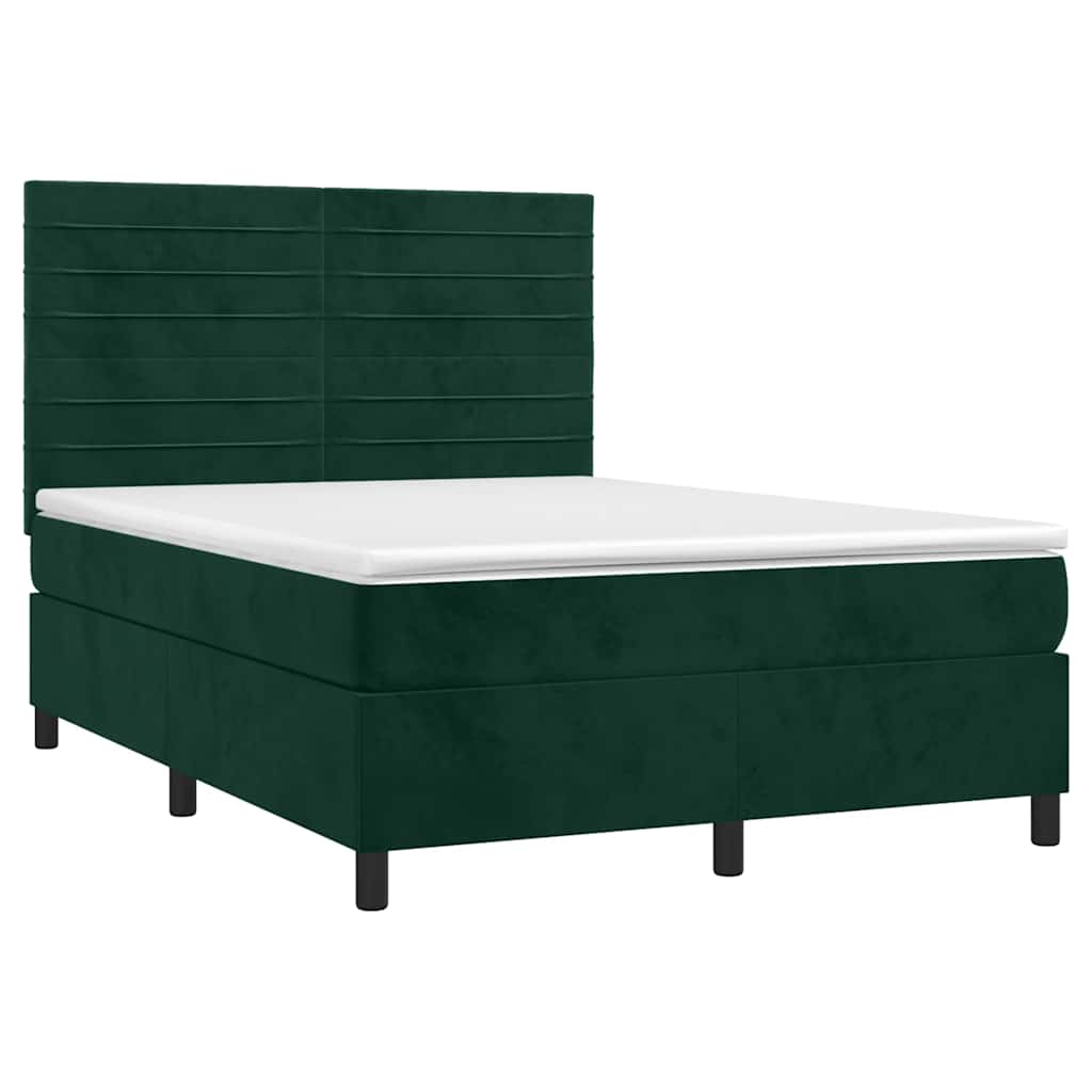 Sommier à lattes de lit avec matelas LED Vert foncé 140x190 cm