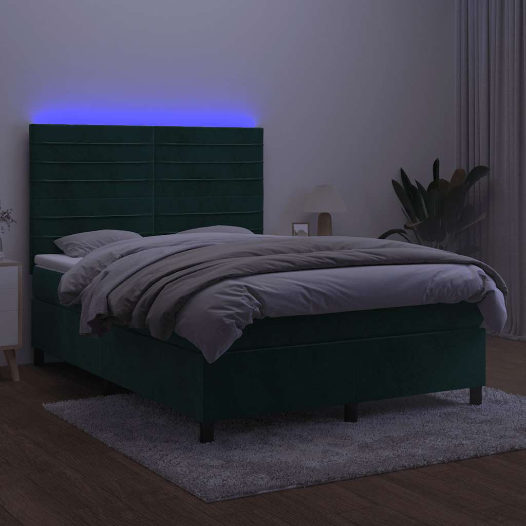 Sommier à lattes de lit avec matelas LED Vert foncé 140x190 cm - XIOS