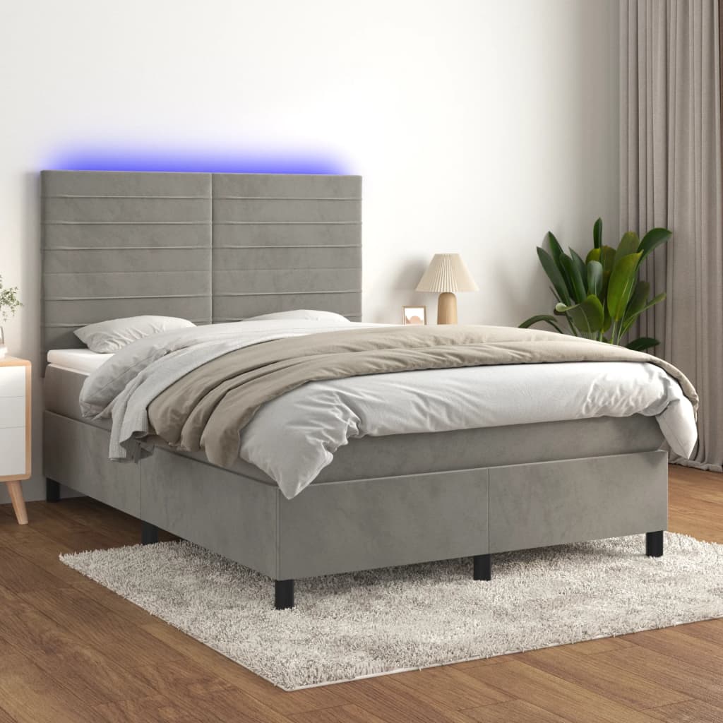 Sommier à lattes de lit avec matelas LED Gris clair 140x200 cm - XIOS