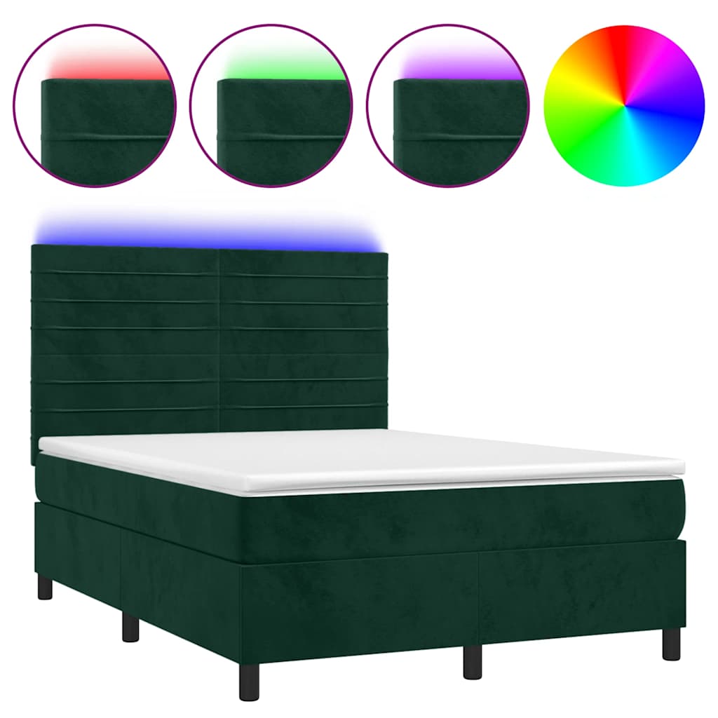 Sommier à lattes de lit avec matelas LED Vert foncé 140x200 cm - XIOS