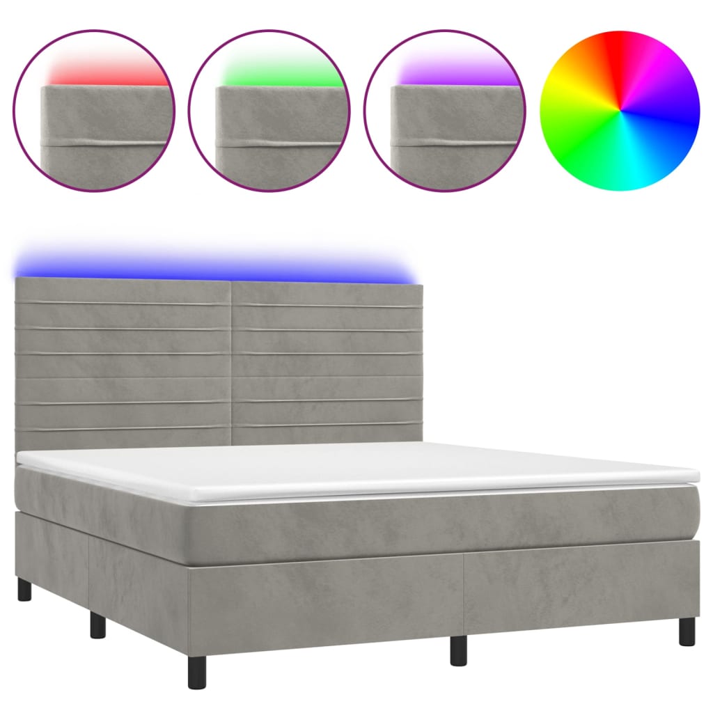 Sommier à lattes de lit avec matelas LED Gris clair 160x200 cm - XIOS