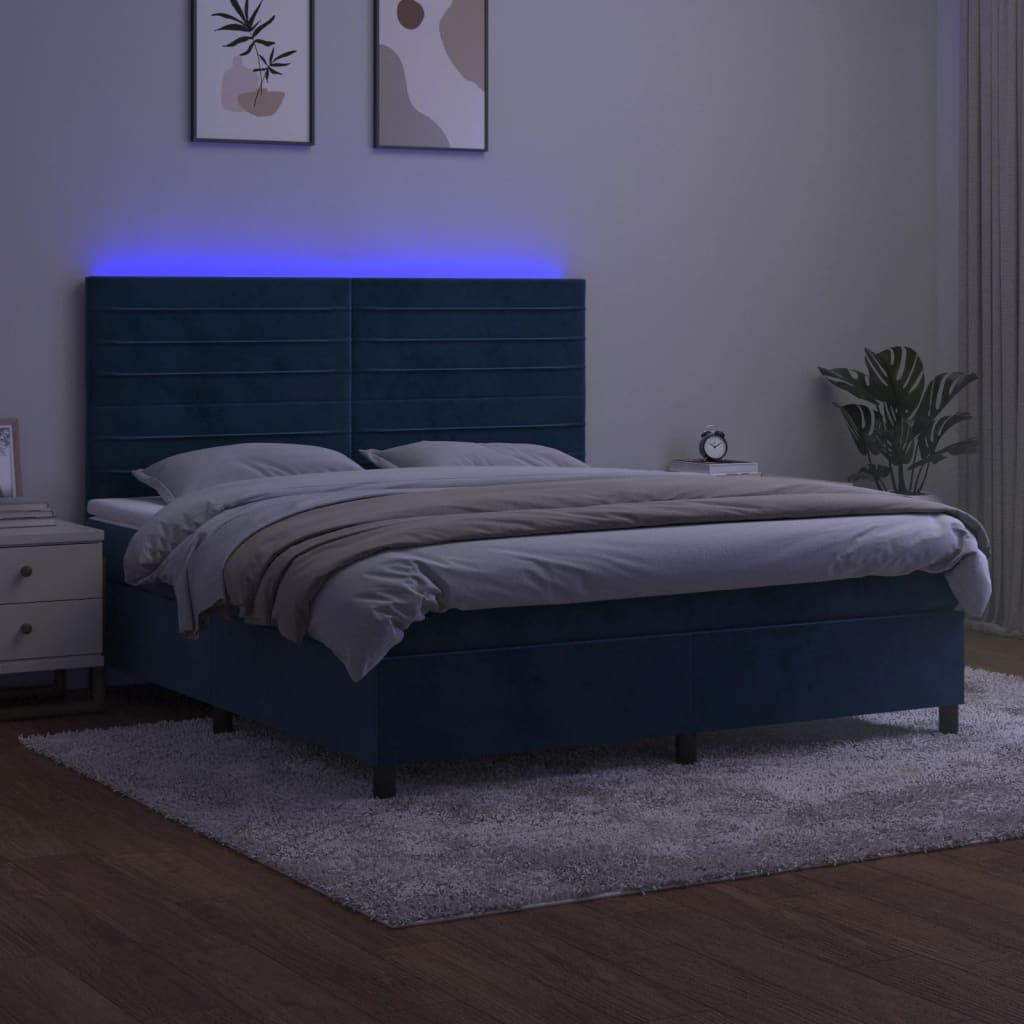 Sommier à lattes de lit avec matelas LED Bleu foncé 160x200 cm - XIOS